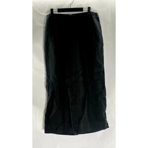 J.JILL Women's Black Solid Elastic Waist Pull-On Linen Cropped Pant SZ M